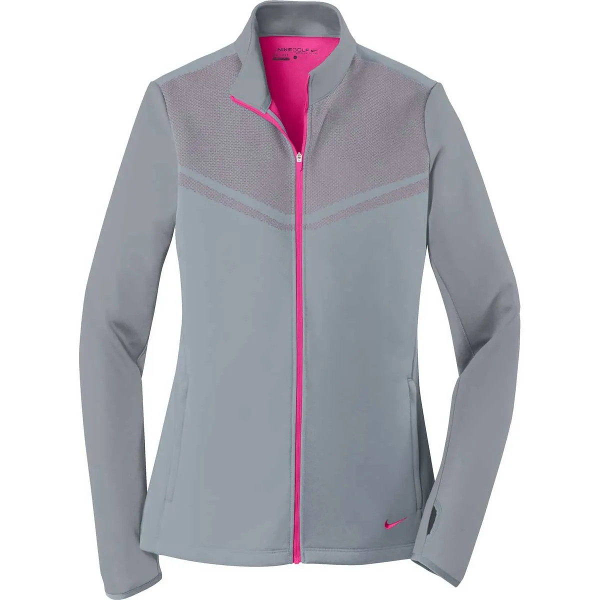 Nike Golf Women's Cool Grey/Vivid Pink Therma-FIT Hypervis Full-Zip Jacket