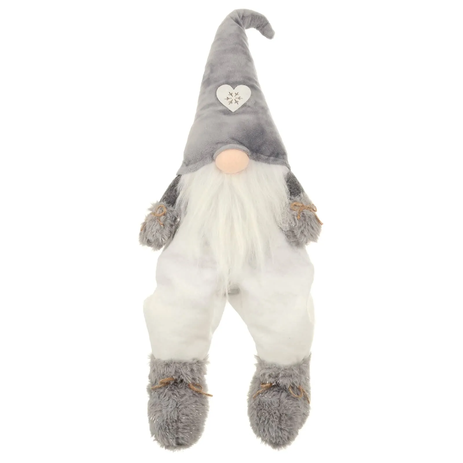 Novelty Sitting Gonk Christmas Shelf Decoration Grey White 55cm