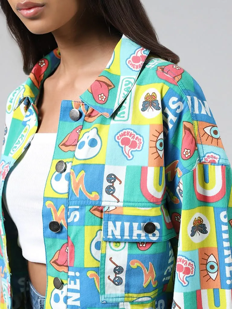 Nuon Multicolour Abstract Printed Cotton Jacket