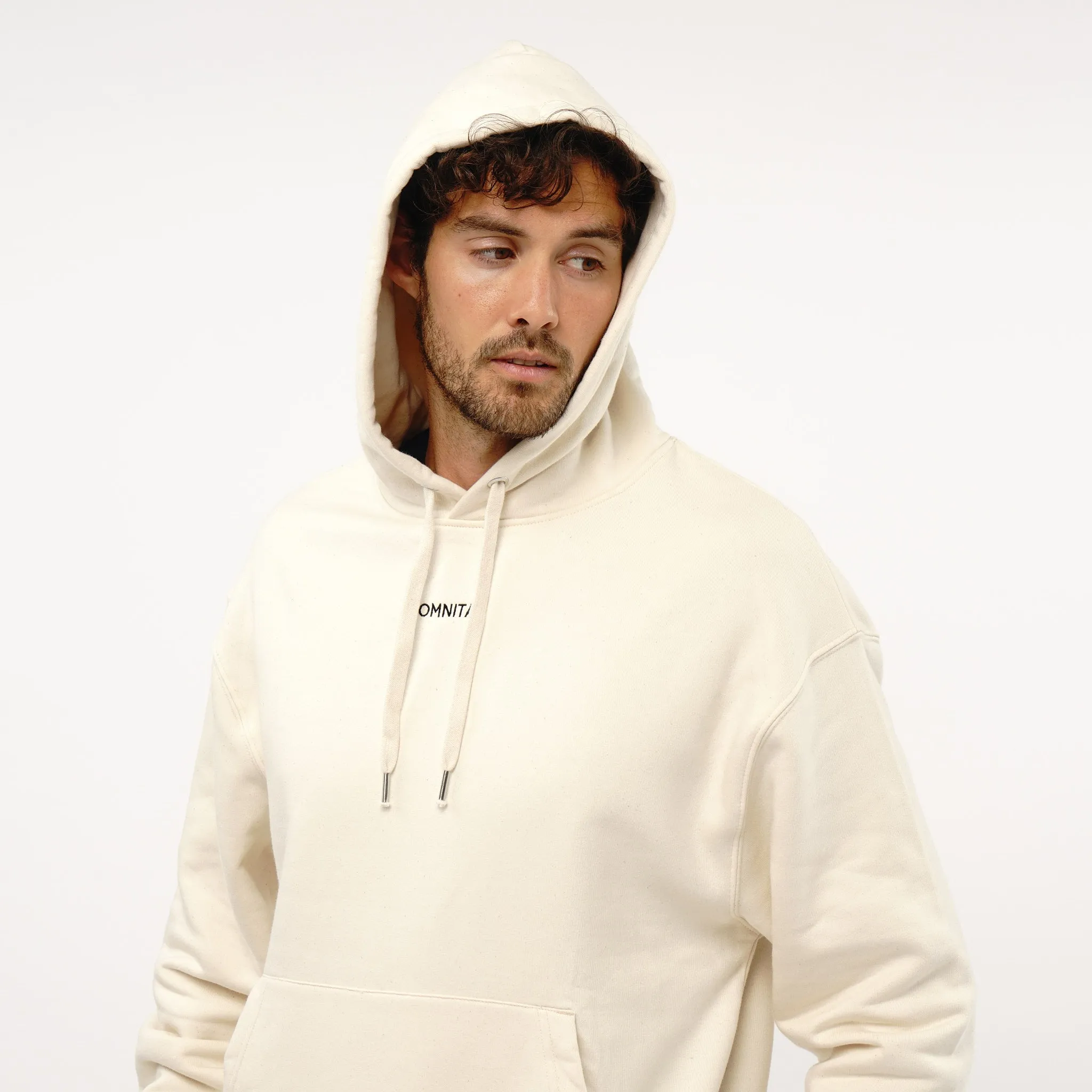 Omnitau Men's Oversized Organic Cotton Hoodie - Cream