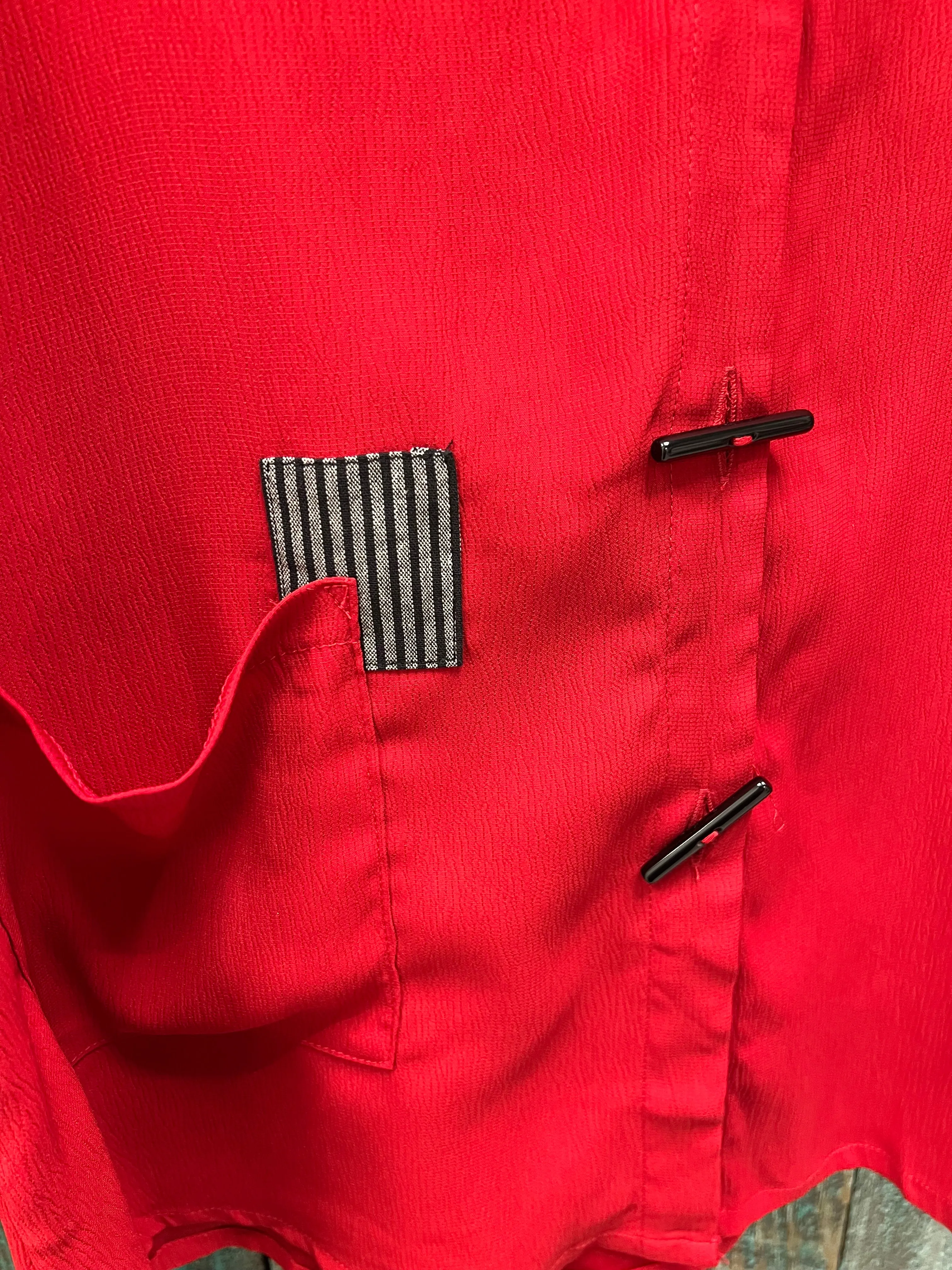 Open Collar Button in Red Jacket by Creations