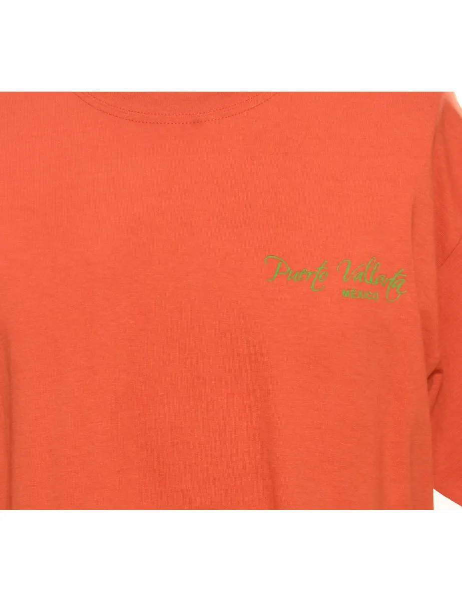 Orange Printed T-shirt - L