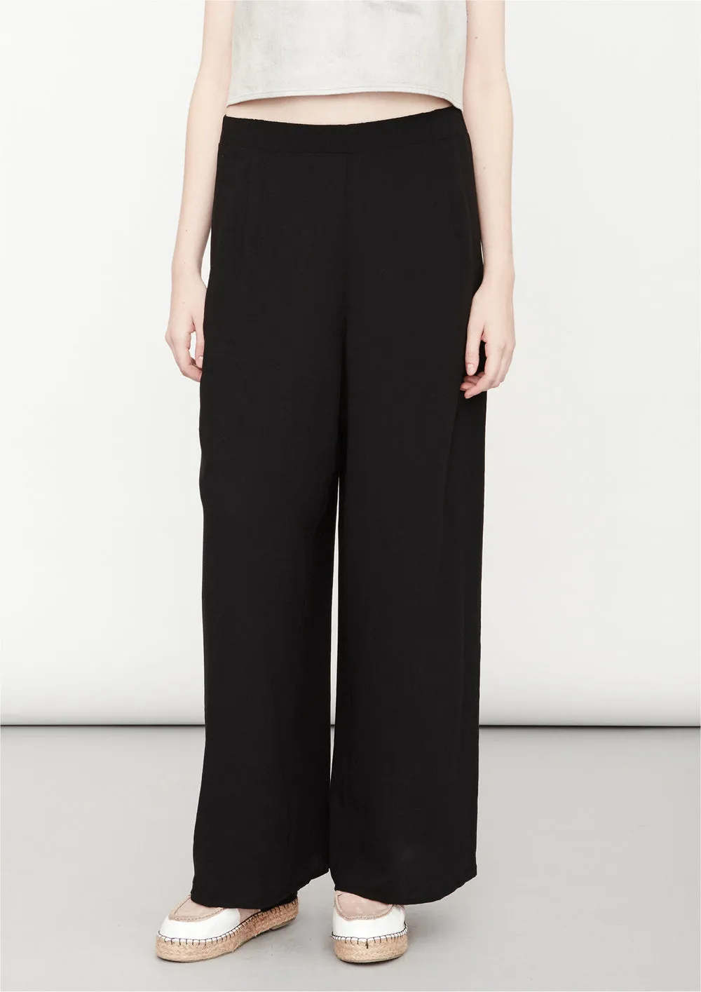 PANTS WIDE ELASTIC - black plain by BERENIK