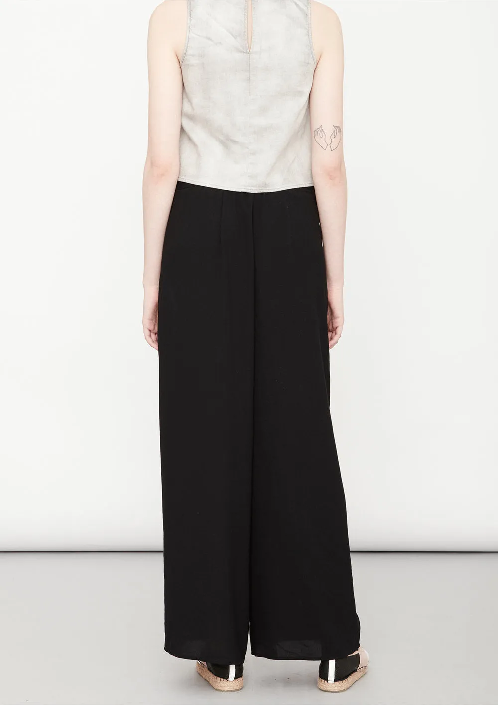 PANTS WIDE ELASTIC - black plain by BERENIK