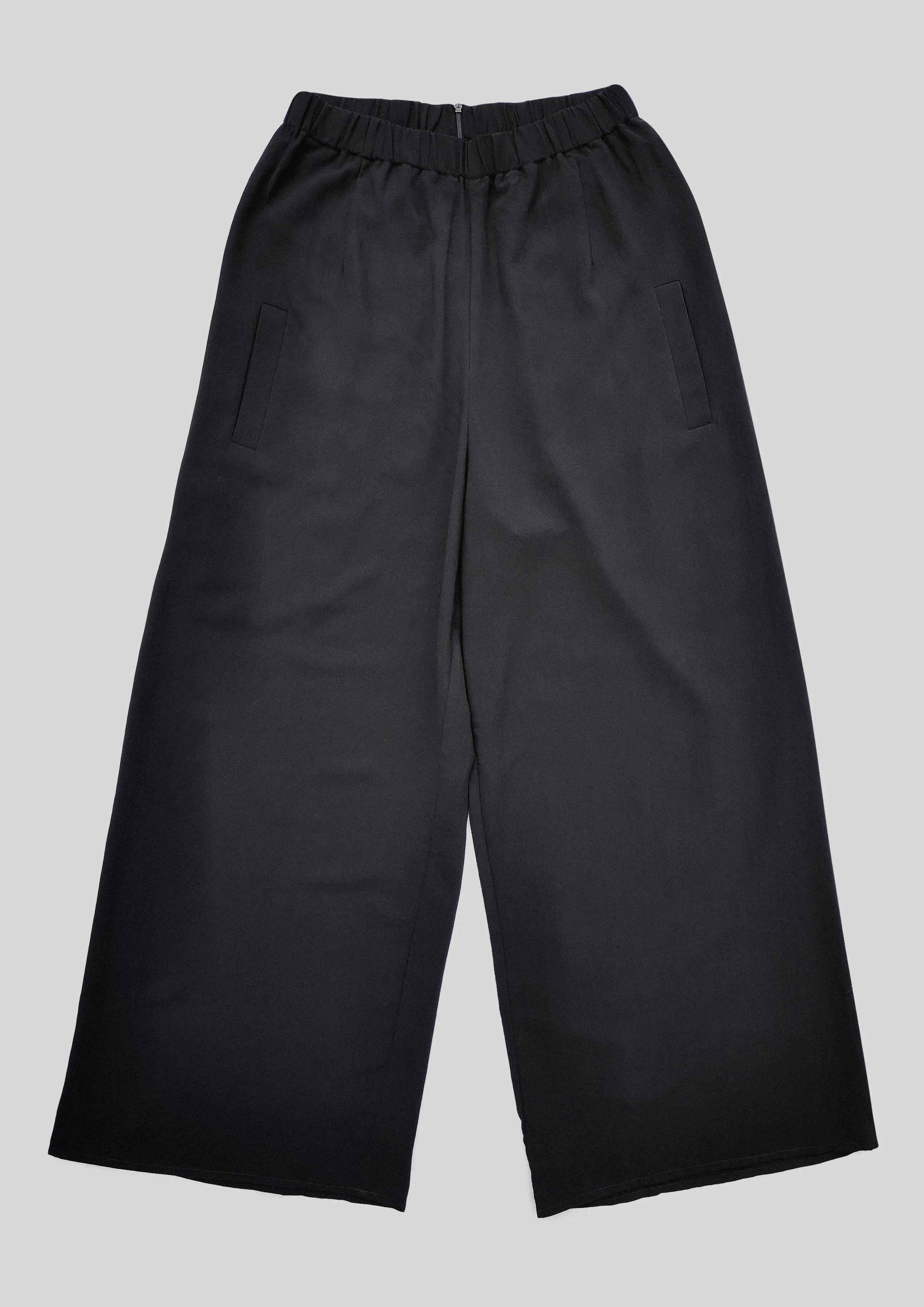 PANTS WIDE ELASTIC - black plain by BERENIK