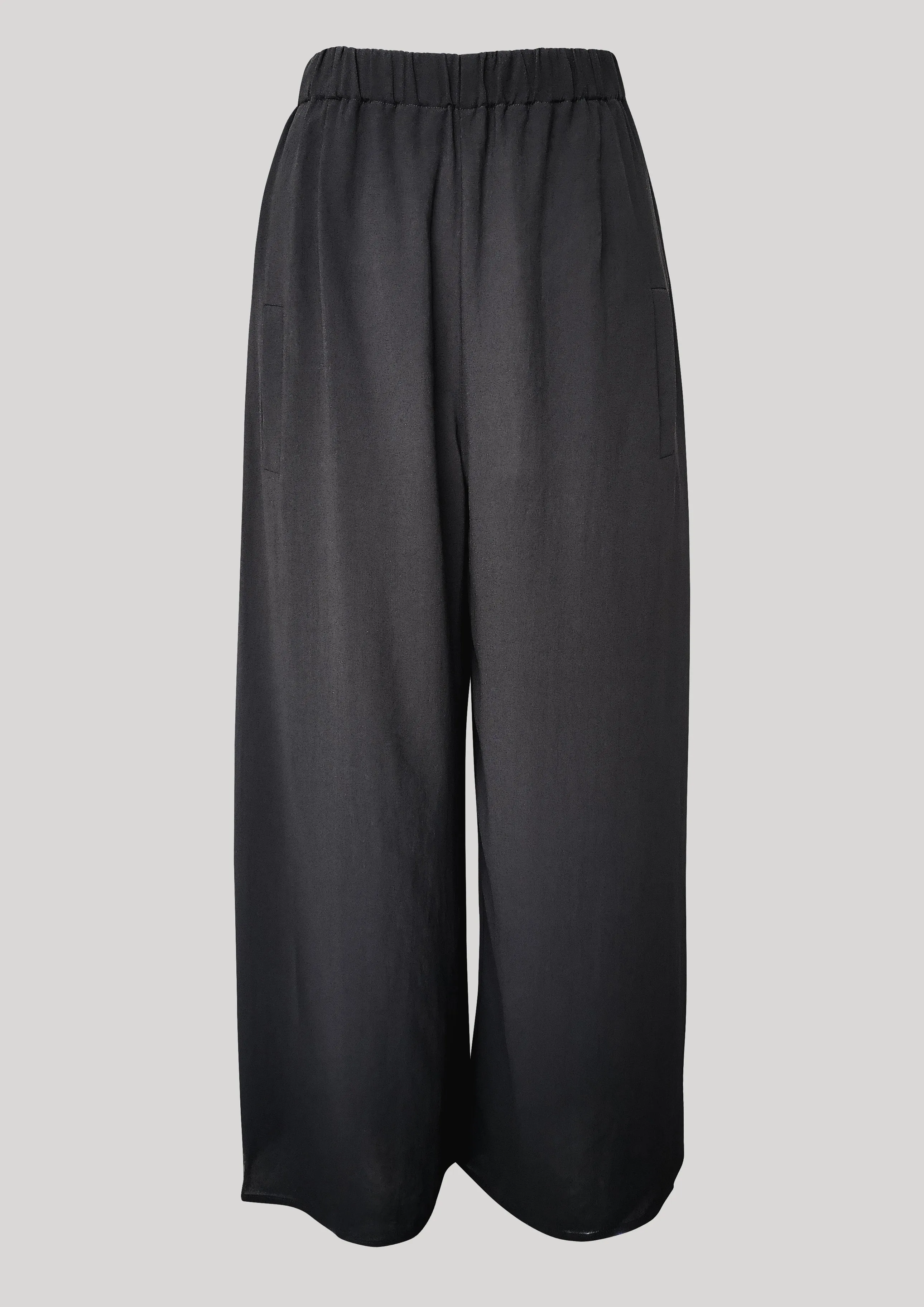 PANTS WIDE ELASTIC - black plain by BERENIK