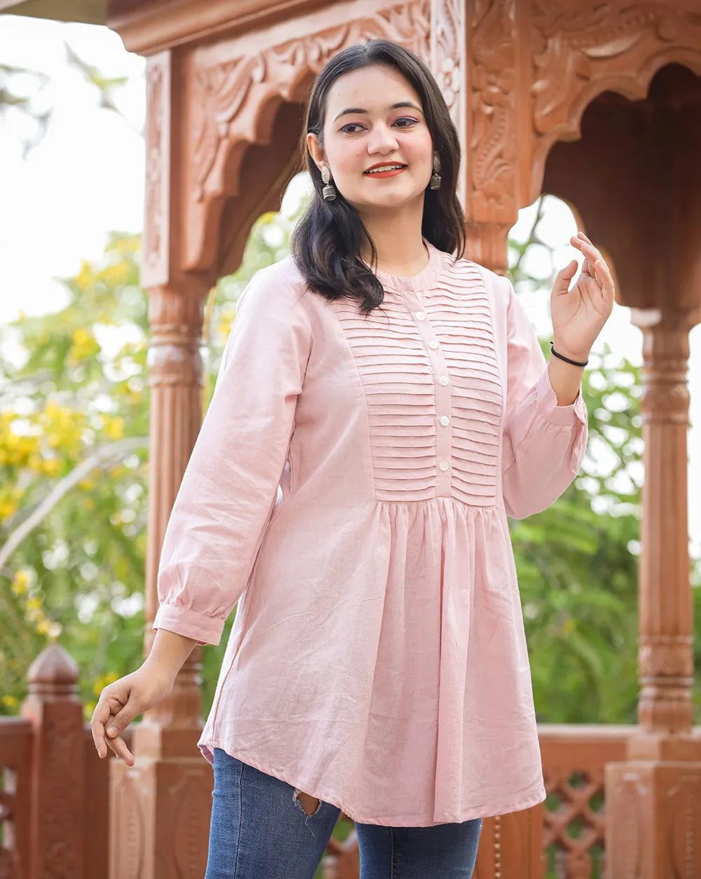 Pastel Peach Cotton Tunic Top (pack of 1)