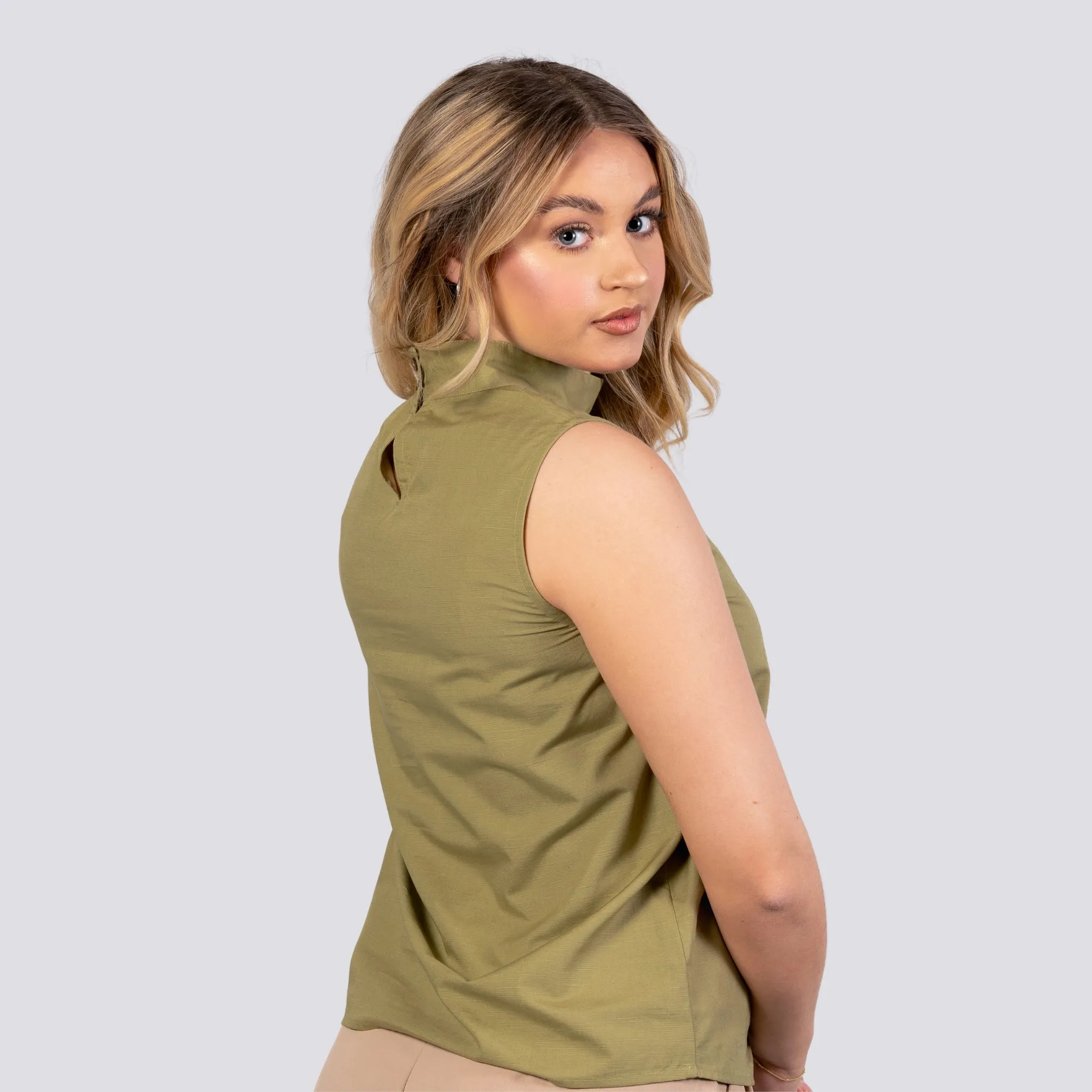 Pear Green Sleeveless Top For Women