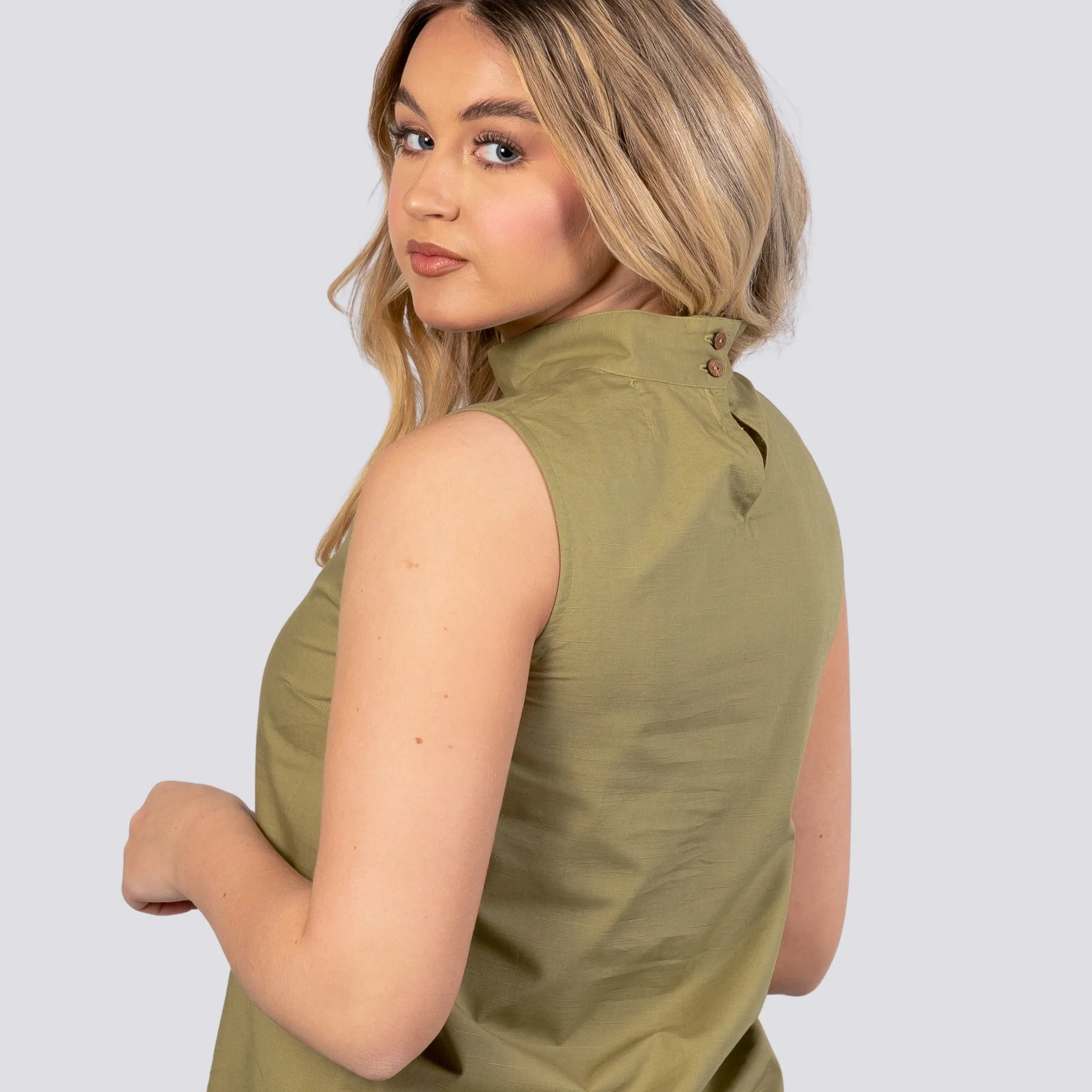 Pear Green Sleeveless Top For Women