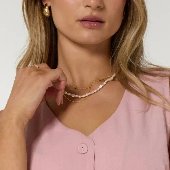 Pearl Layering Necklace in Gold