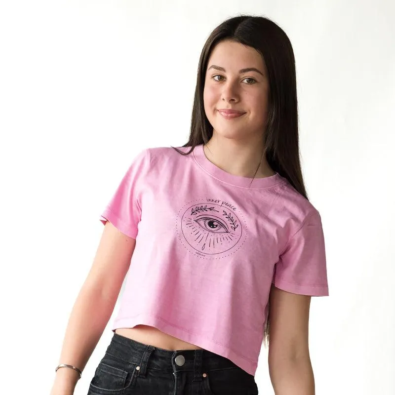 Pink Cropped Inner-Peace Tee