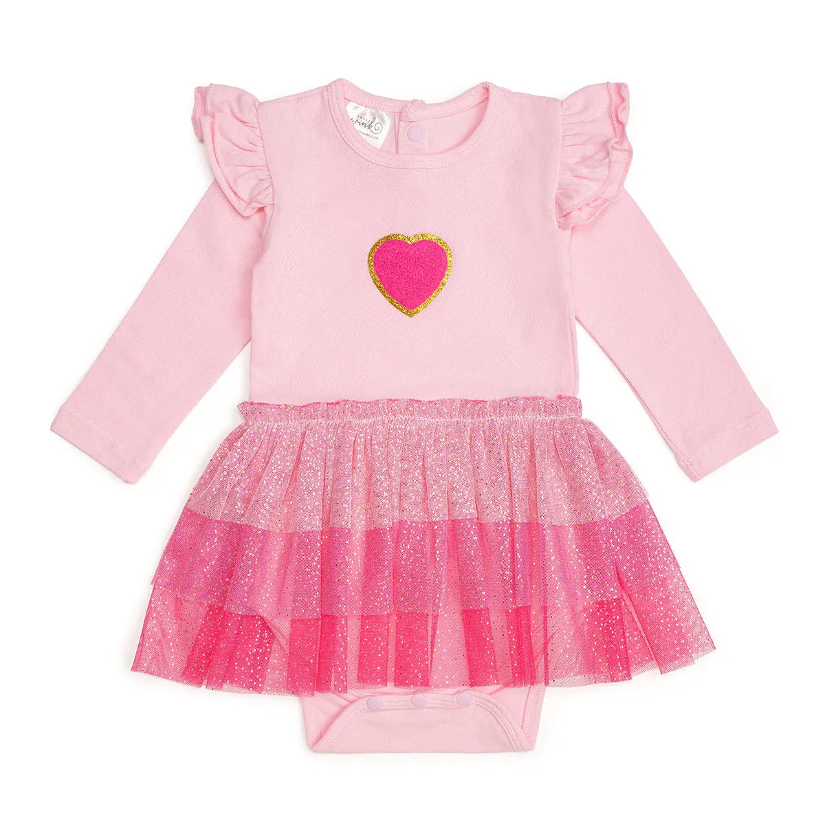 Pink Petal Valentine's Day Long Sleeve Tutu Bodysuit