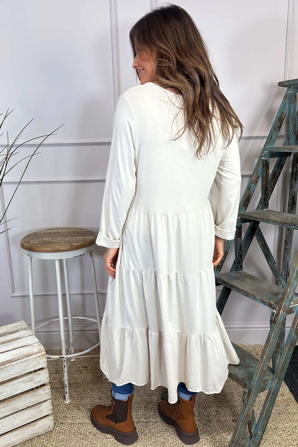 Piper Tiered Cotton Tunic Stone