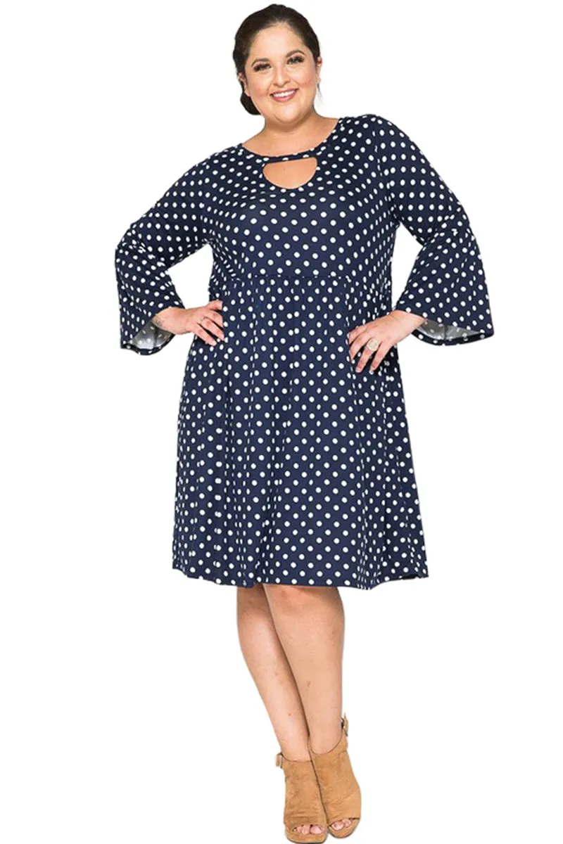 Polka Dot Babydoll Midi Dress Plus Size