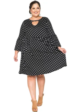 Polka Dot Babydoll Midi Dress Plus Size