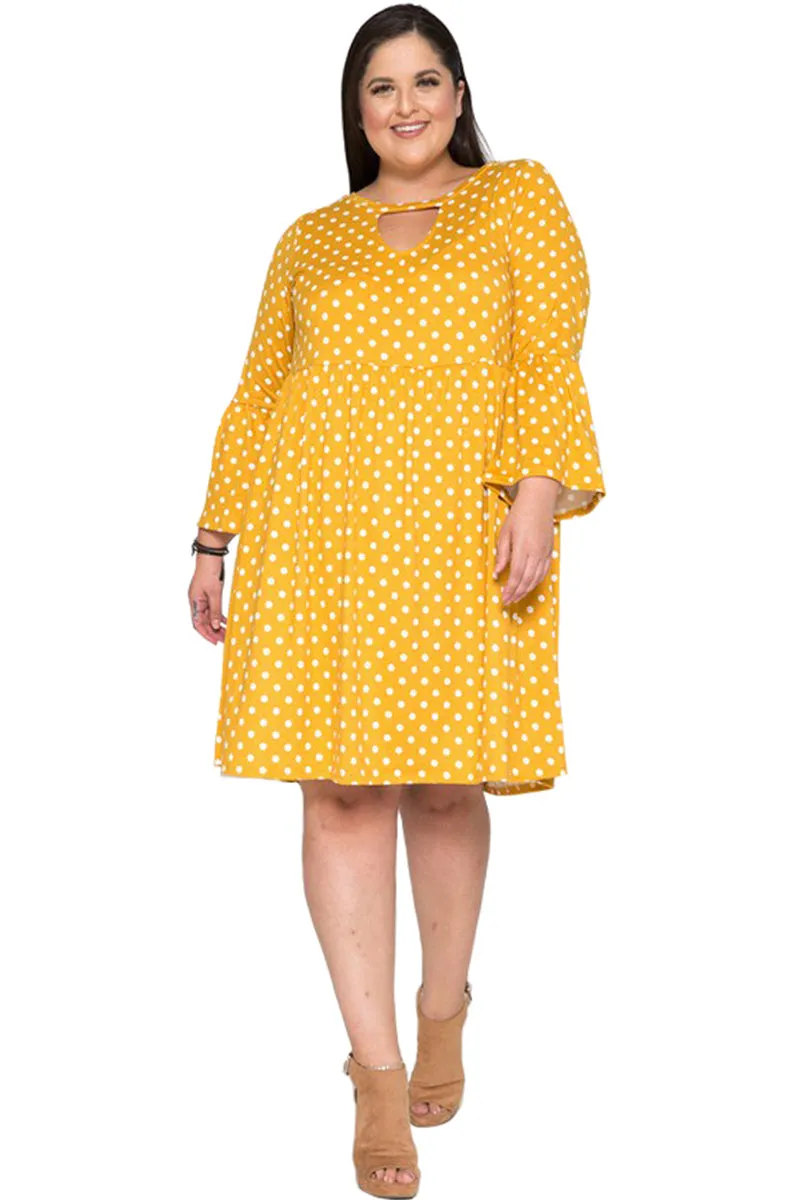 Polka Dot Babydoll Midi Dress Plus Size