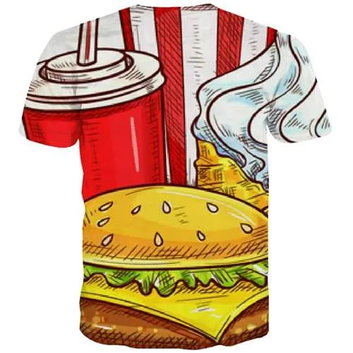 Popcorn T shirts Men Corn Tshirts Casual Food Tshirt Printed Painting Shirt Print Funny T-shirts Graphic Short Sleeve summer