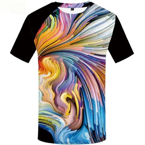 Psychedelic T shirts Men Art Tshirts Novelty Colorful Tshirts Cool Graffiti Tshirt Printed Abstract T-shirts 3d Short Sleeve