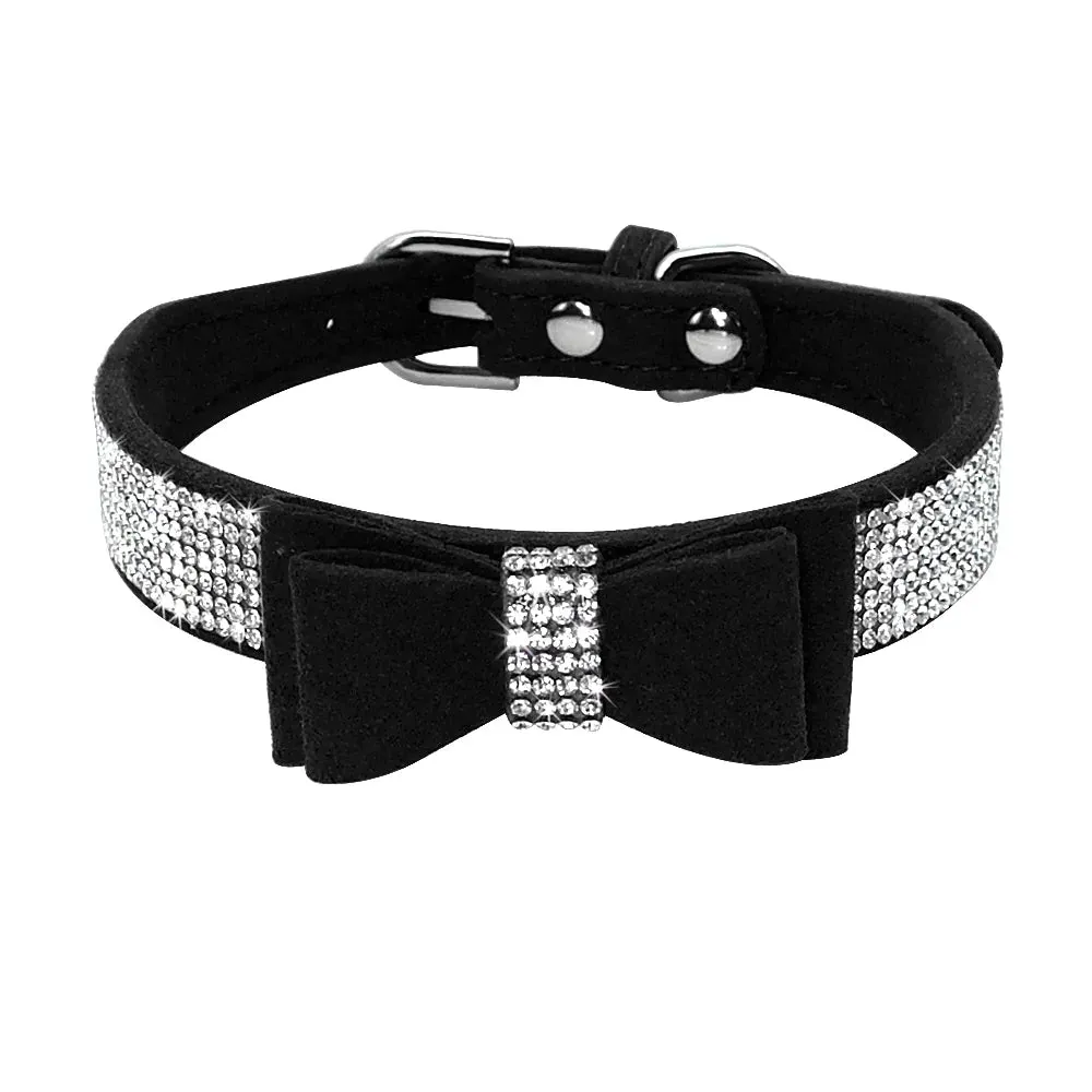 Puppy Cat Collars Adjustable Leather Bowknot