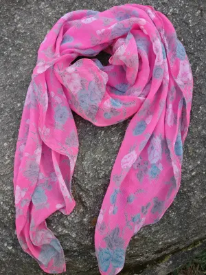 Pure floral Chiffon Silk Scarf