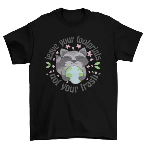 Raccoon with planet Earth t-shirt