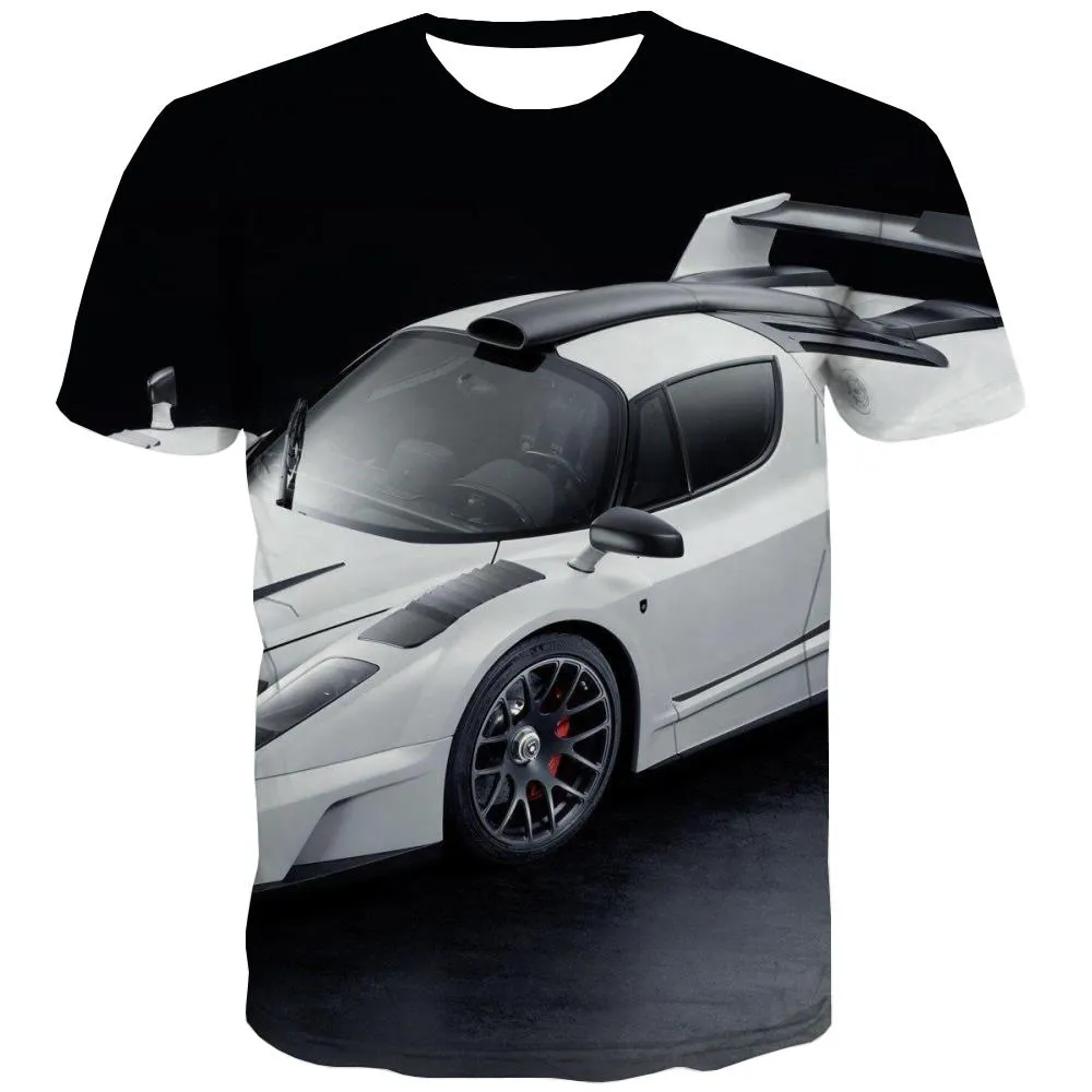 Racing Car T-shirt Men Metal Tshirts Casual City Tshirt Printed Gray T-shirts 3d Retro Tshirts Novelty