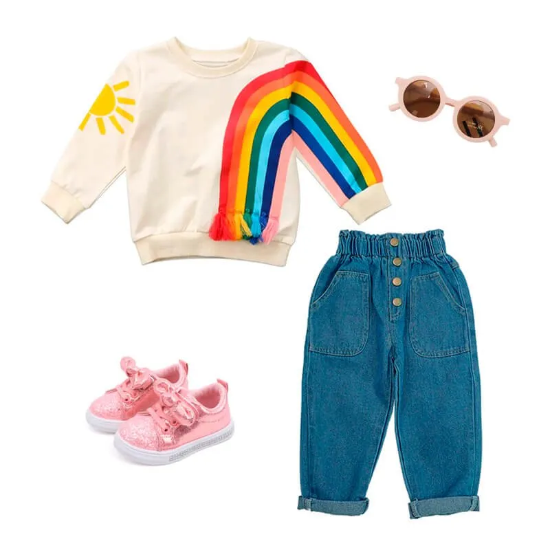 Rainbow and Sun Toddler Pullover