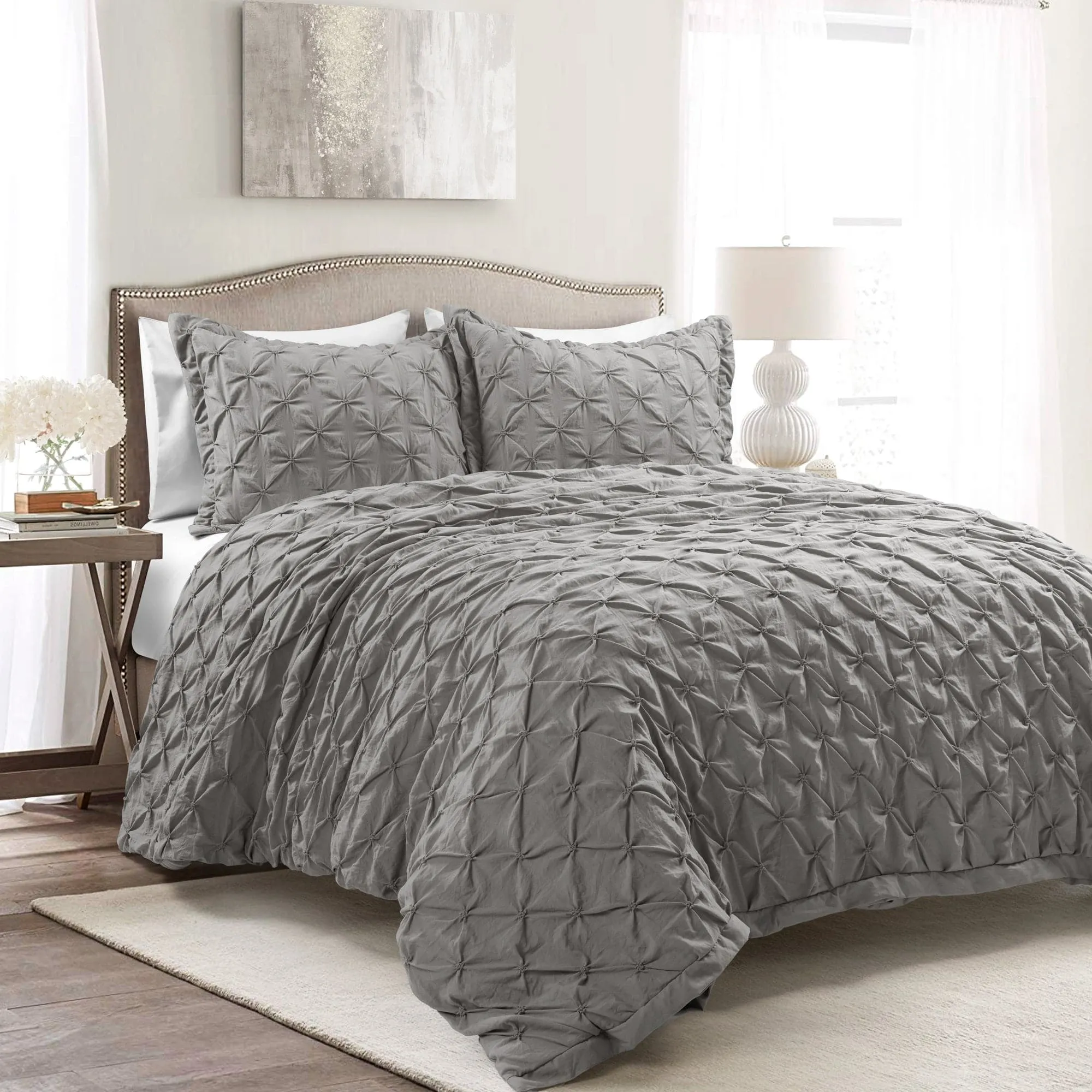 Ravello Pintuck 3 Piece Duvet Cover Set