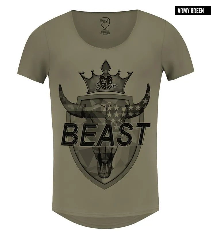 RB Design Men's T-shirt BEAST Muscle Fit Scoop Neck Premium Tees / Color Option / MD719