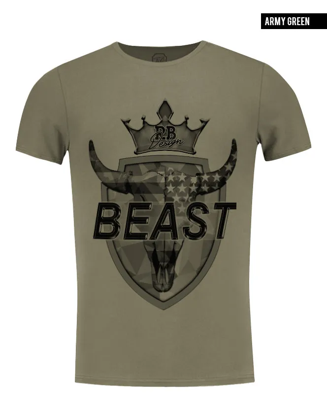 RB Design Men's T-shirt BEAST Muscle Fit Scoop Neck Premium Tees / Color Option / MD719