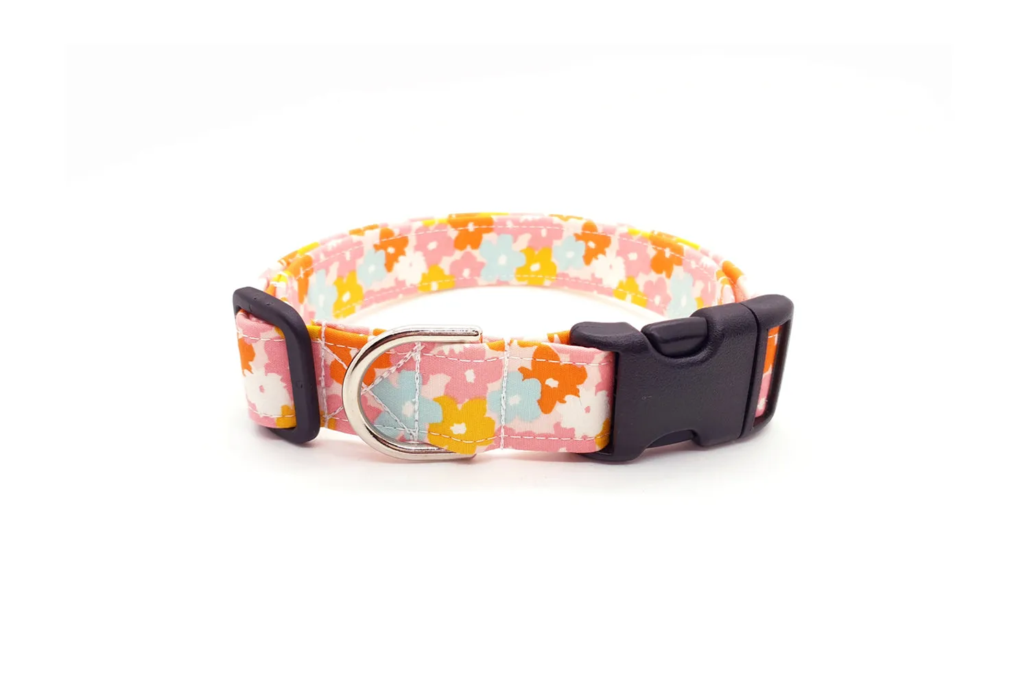 Retro 70s Pink Floral Dog Collar