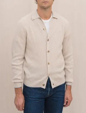 Rib-Knitted Cashmere Shirt Sand