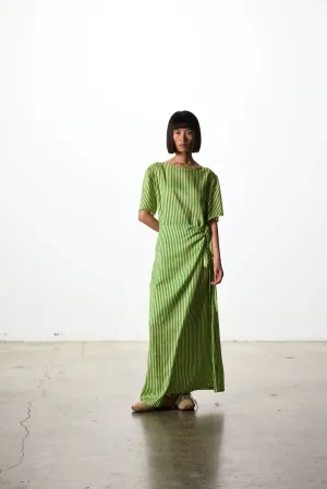 Ricochet Jil Dress - Cream & Green Stripe