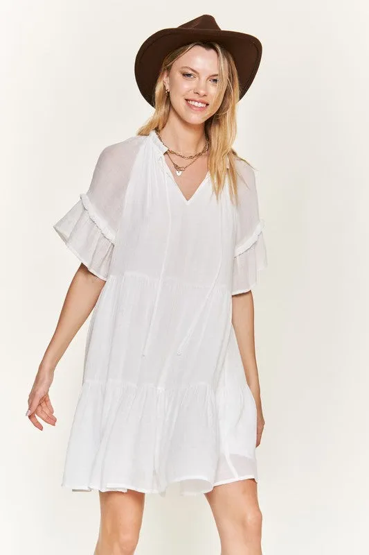 Ruffled neck tiered mini dress - PLUS Size - Online exclusive