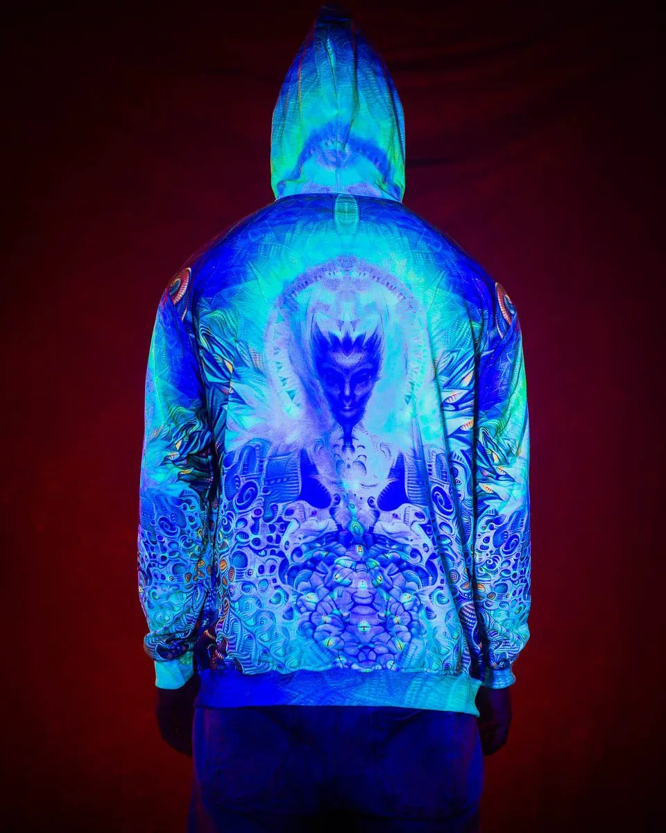 Sacred Geometry Hoodie | UV Hoodie | Fractal Hoodie | Psy Clothing | Festival Hoodie | Psychedelic Sweater | Angel of Arcturus - UV (HD)