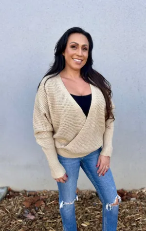 Scarlett V Neck Cross Knit Sweater