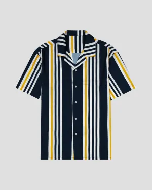 SG Camp Collar Shirt - Navy   Gold Stripe