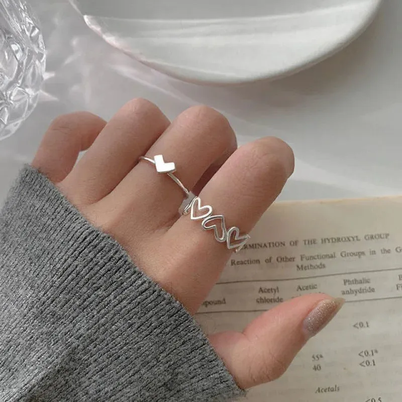 Silver Heart Butterfly Shaped Love Ring for Girls