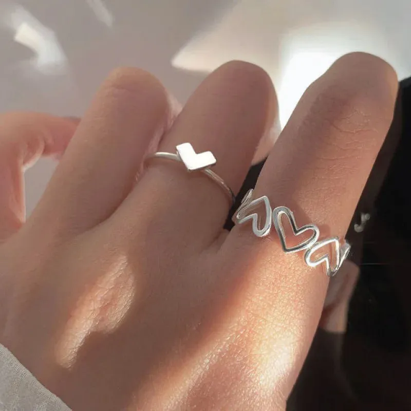 Silver Heart Butterfly Shaped Love Ring for Girls