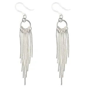 Silver Hoop Rope Dangles Hypoallergenic Earrings for Sensitive Ears Made with Plastic Posts