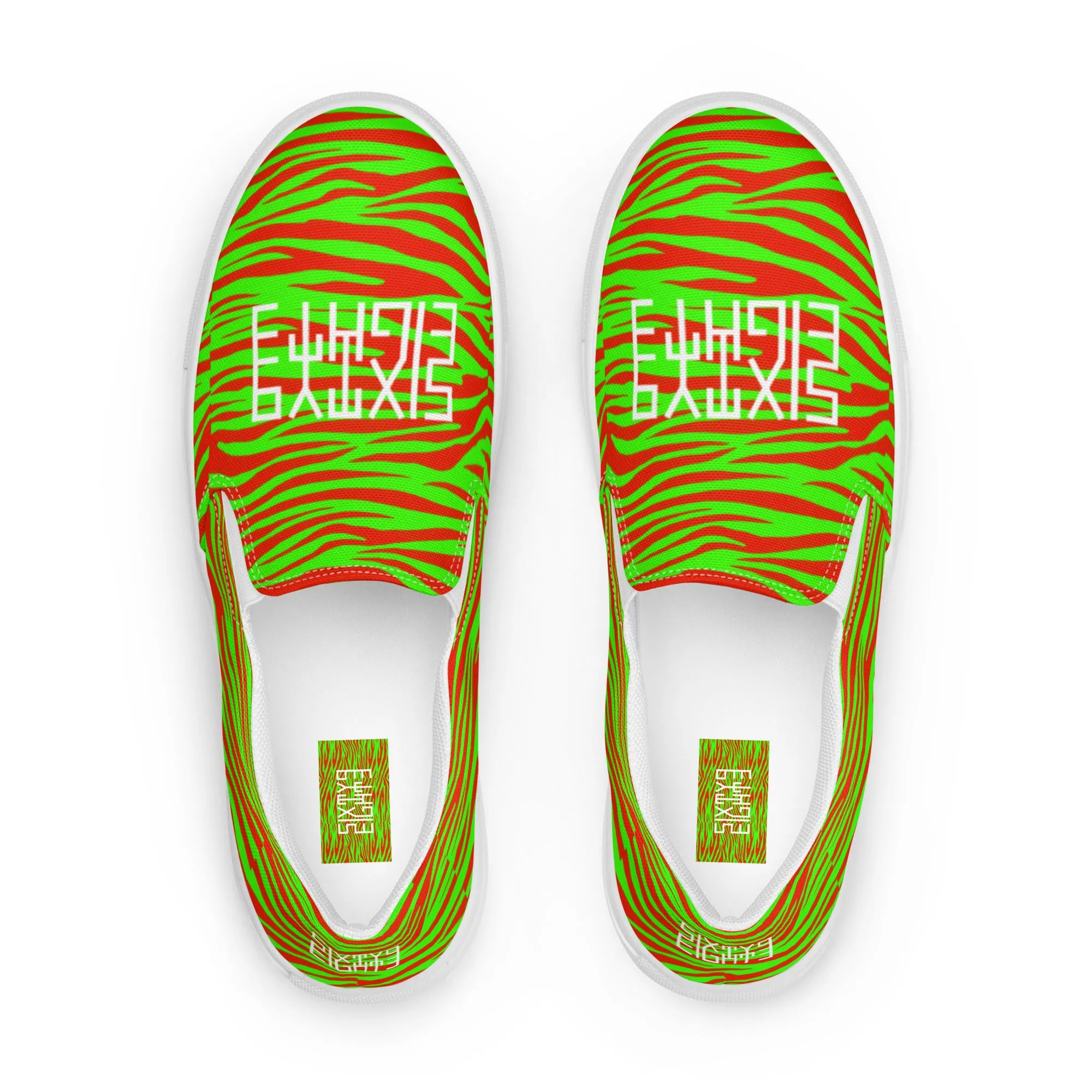 Sixty Eight 93 Logo White Zebra Strawberry Lime Women's Slip On Shoes