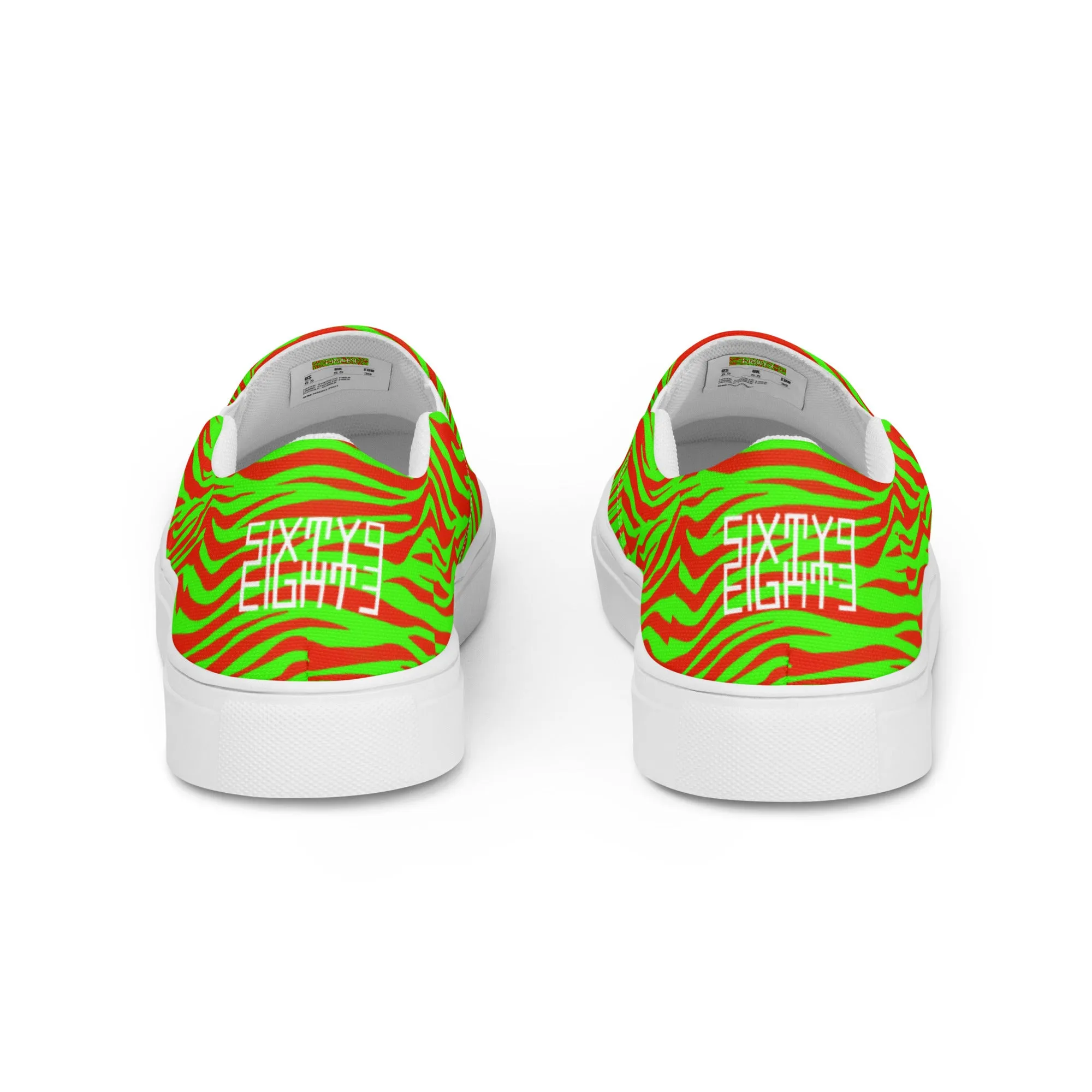 Sixty Eight 93 Logo White Zebra Strawberry Lime Women's Slip On Shoes