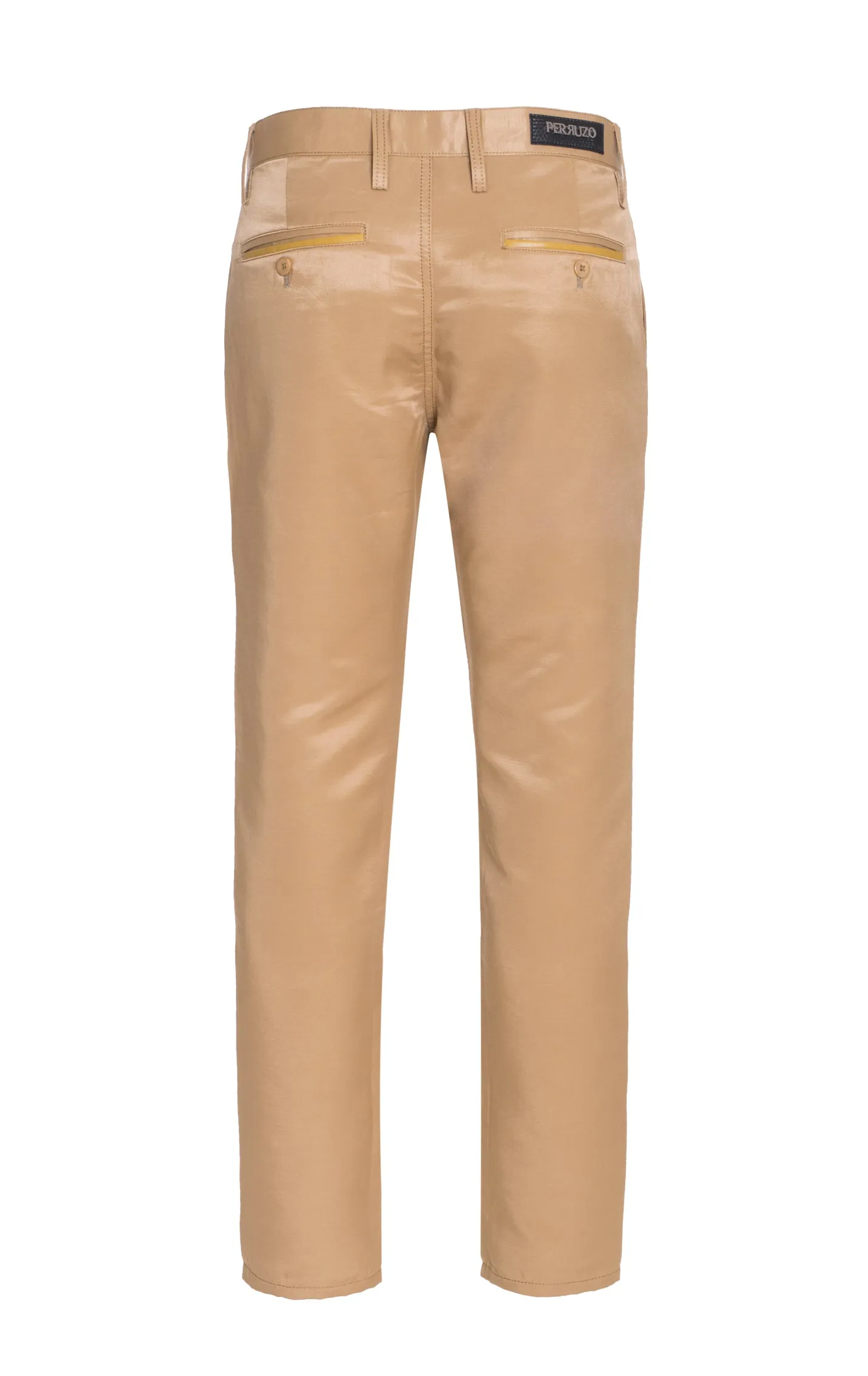 Skinny Pants with a sheen fabric in Khaki