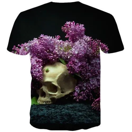 Skull T-shirt Men Flower T-shirts Graphic Punk Rock Shirt Print Hip Hop Tshirts Cool Harajuku Tshirt Anime Short Sleeve