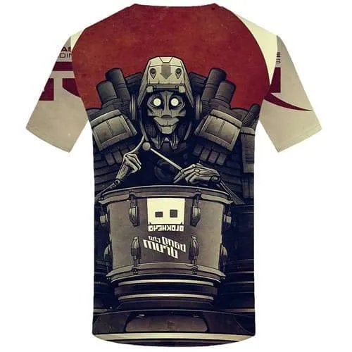 Skull T-shirt Men Military Tshirts Cool Metal Tshirts Casual War Shirt Print Gothic Tshirt Printed Short Sleeve Hip hop Men New