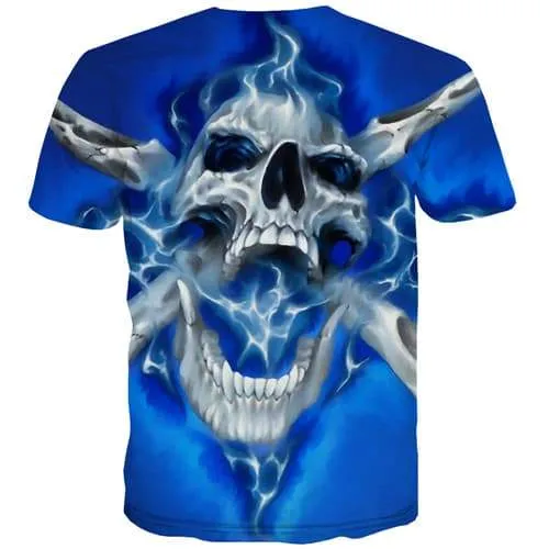 Skull T shirts Men Nebula T-shirts Graphic Psychedelic Tshirts Casual Blue Tshirt Printed Gothic Shirt Print Short Sleeve