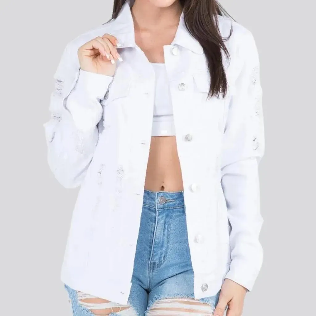 Slim fit street style women's denim jacket