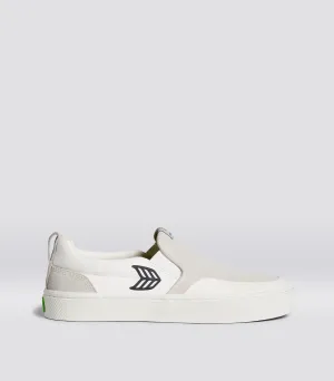 SLIP-ON PRO Off-White Canvas Vintage White Suede Black Logo Sneaker Women