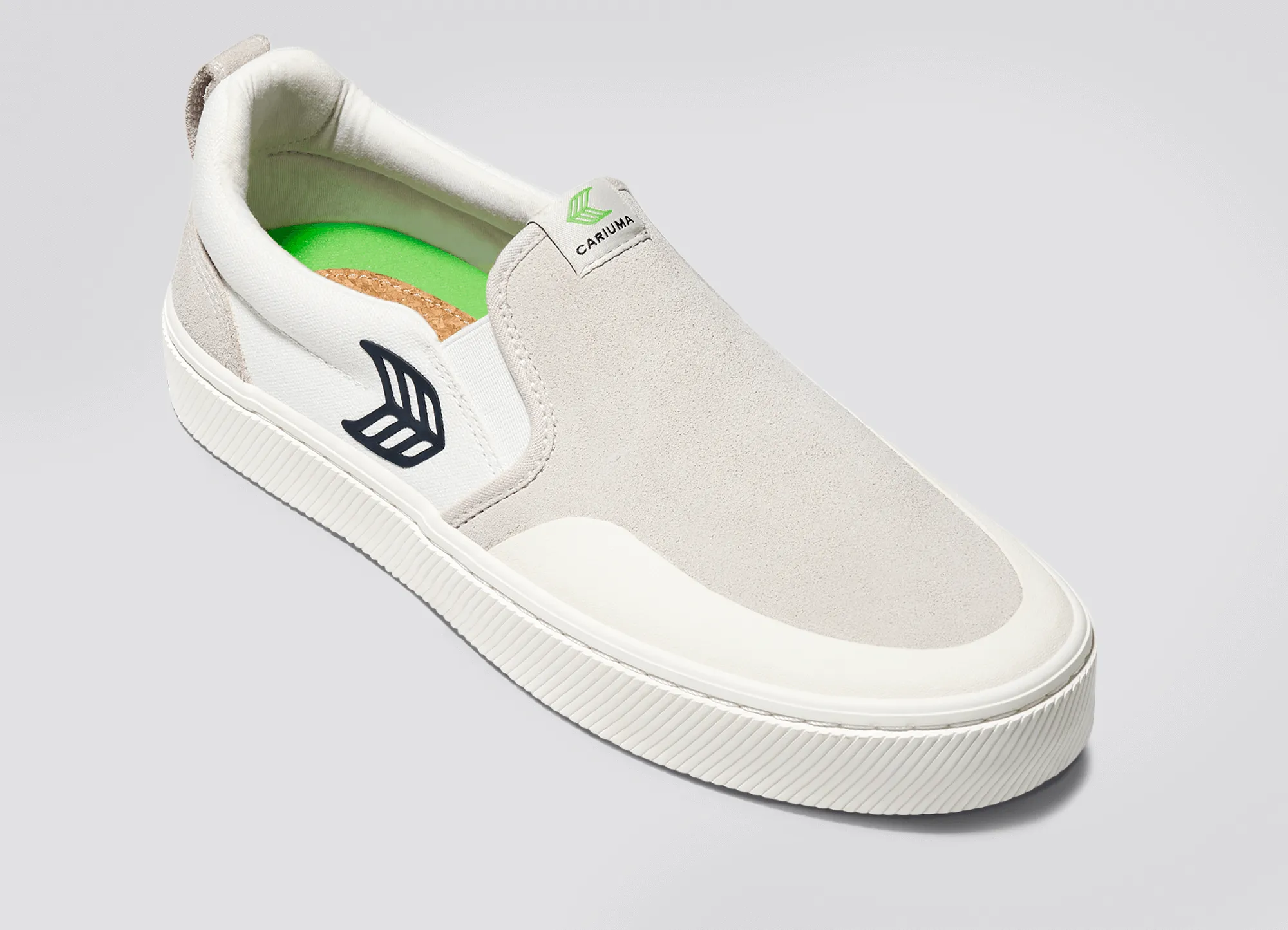 SLIP-ON PRO Off-White Canvas Vintage White Suede Black Logo Sneaker Women