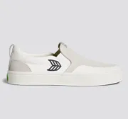 SLIP-ON PRO Off-White Canvas Vintage White Suede Black Logo Sneaker Women